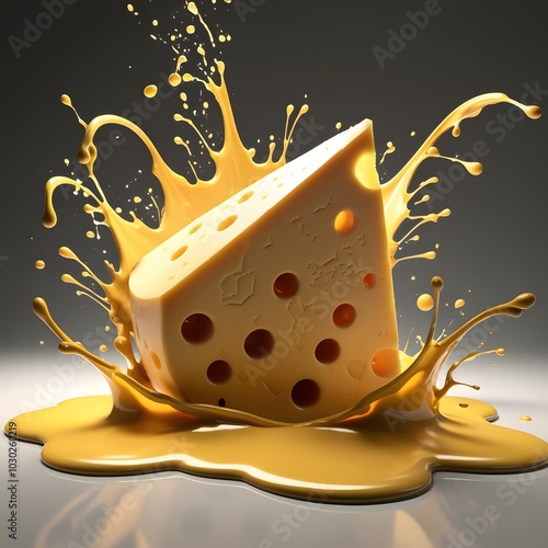 A splash of yellow liquid cheese  photo