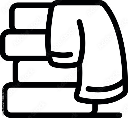 This simple black and white icon represents clean clothes being put away after being washed
