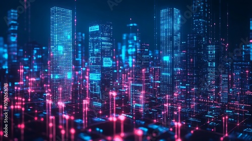 A smart city powered by IoT devices  with glowing holographic screens displaying data security laws and privacy concerns  lawyers analyzing encrypted data flows 