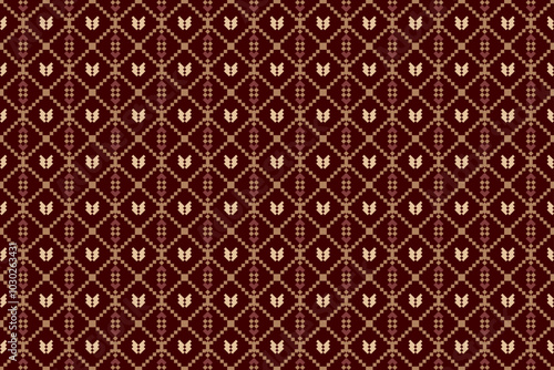 Geometric and cross stitch traditional ethnic pattern.floral pixel art embroidery. Elegance background abstract Aztec seamless pattern for fabric,cloth,dress,carpet,curtain,sarong,batik,wallpaper.