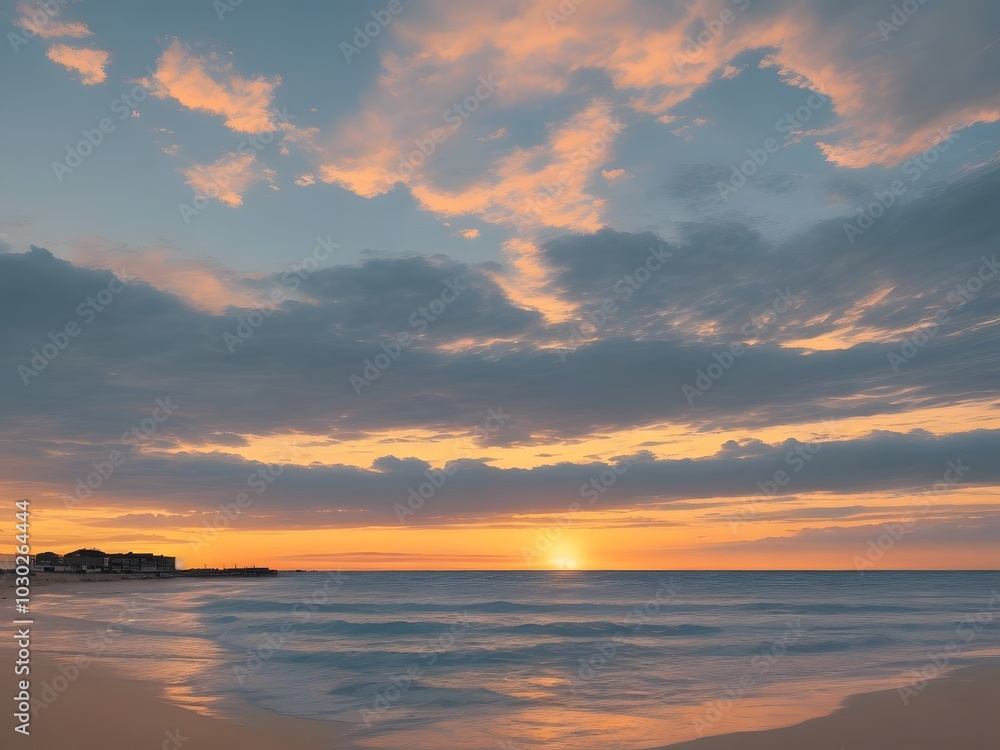 Fototapeta premium beach scene with a sunset sky