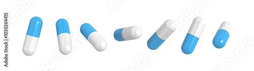 Pills. Isolated. 3d illustration.