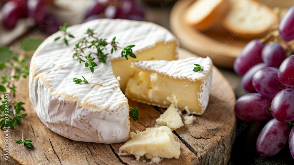 A Delectable Duo: Brie Cheese with Thyme and Grape - A Delectable Duo: Brie Cheese with Thyme and Grape -