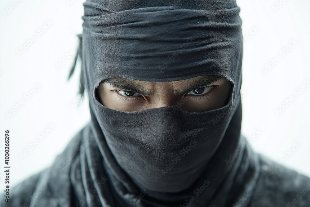 Close up photo of ninja face Close up photo of ninja face