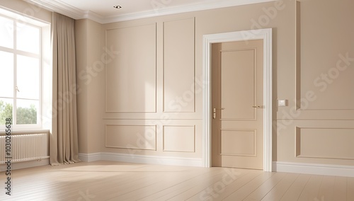 beige interior rendered classic door design