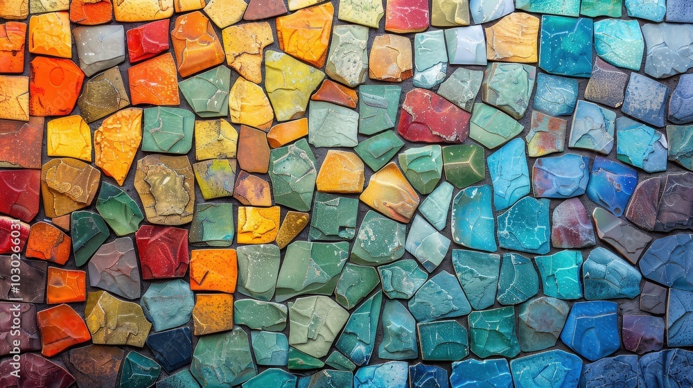 Vibrant Mosaic Display of Colorful Tiles Evoking Artistic Inspiration and Cultural Heritage Vibrant Mosaic Display of Colorful Tiles Evoking Artistic Inspiration and Cultural Heritage