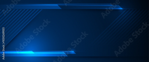 Vector Abstract, science, futuristic, energy technology concept for wallpaper background. Digital image design with line pattern, texture, blue light, speed and motion blur over dark blue background