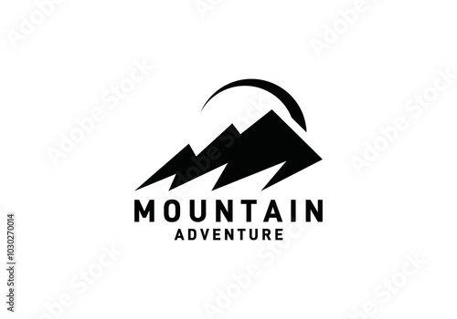 black mountain logo, travel adventure design vector template