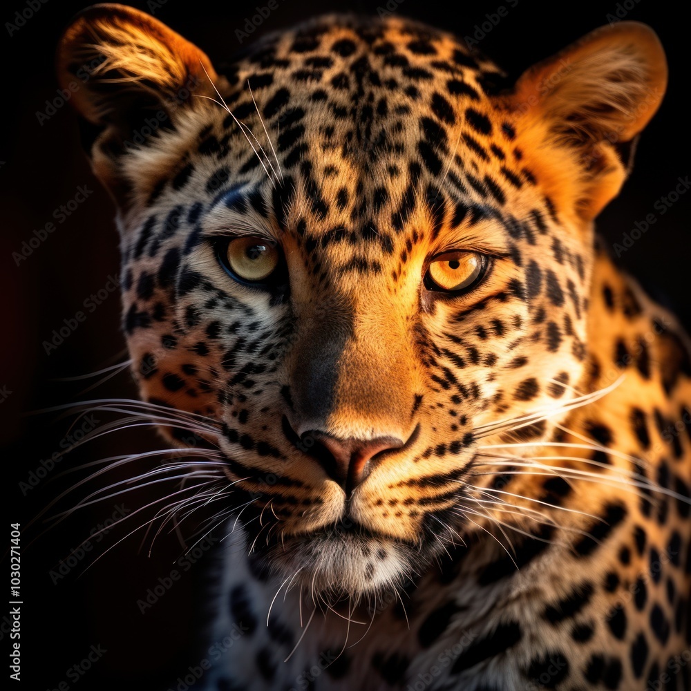 Close Up Portrait of a Leopard with Intense Eyes Close Up Portrait of a Leopard with Intense Eyes