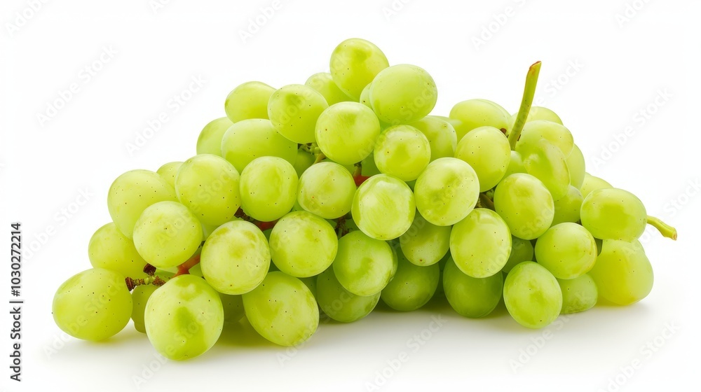 Vibrant Display: A Bunch and Single Green Grapes on a Clean White Background - Captivating Visuals i Vibrant Display: A Bunch and Single Green Grapes on a Clean White Background - Captivating Visuals i