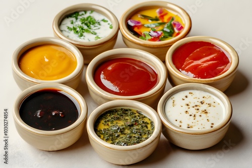 Variety of Sauces in Small Bowls