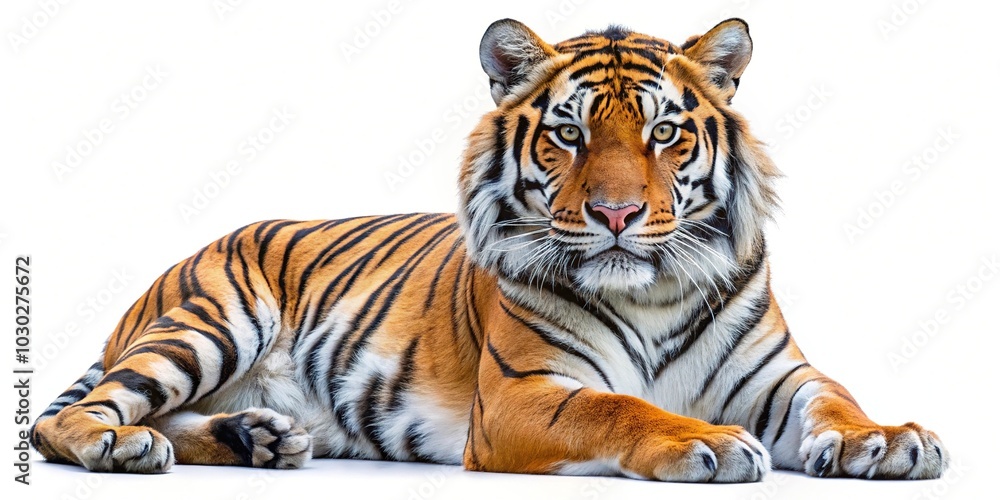 Fototapeta premium Wild tiger (Panthera tigris) isolated on white background