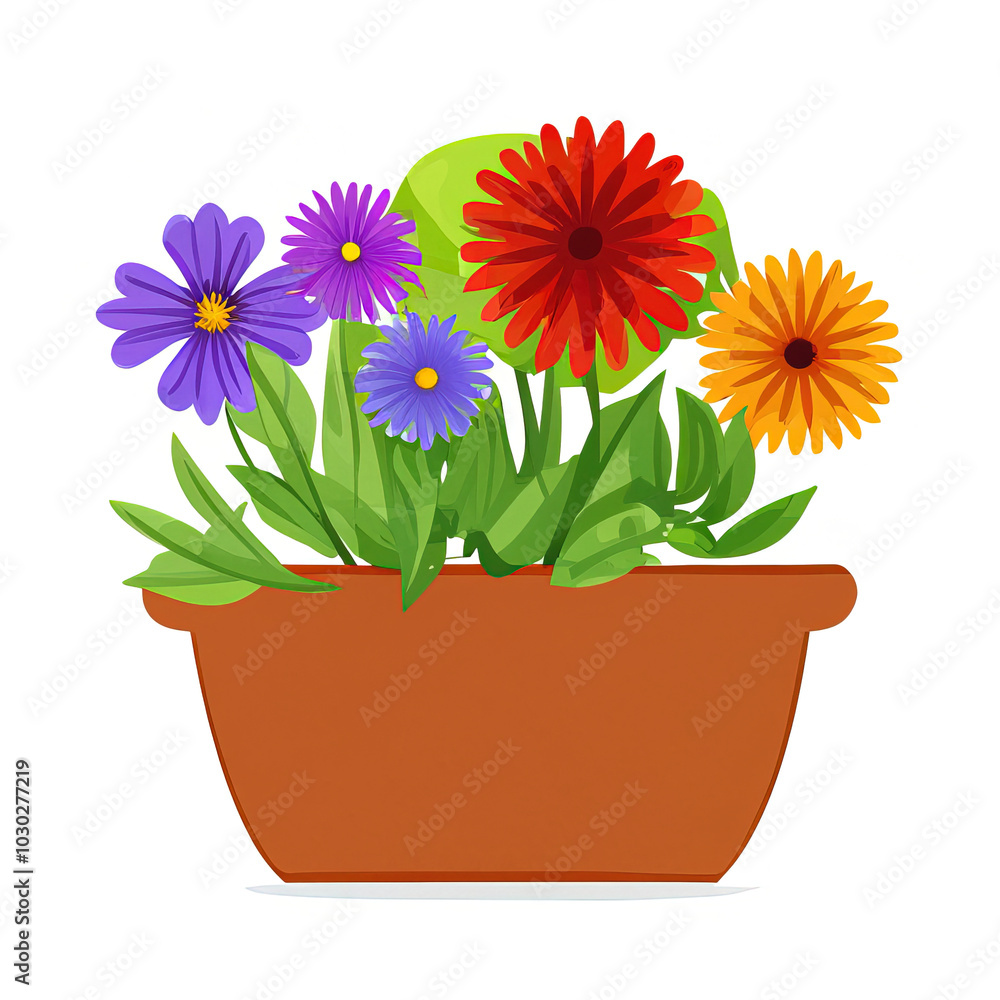 flowerpot with blooming flowers flowerpot with blooming flowers