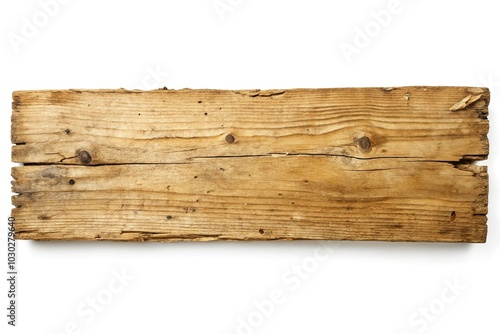 Versatile torn wooden plank on a white background