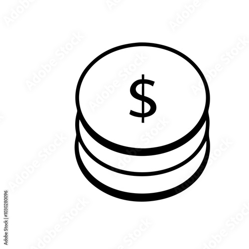 Stack of coins illustration, minimalist design, monochrome style, for financial concepts