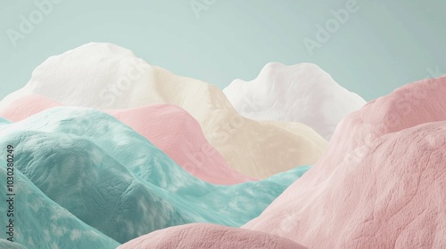 Wallpaper Mural A soft, pastel-colored landscape with organic, flowing forms resembling snowy hills or mountains. The serene, cotton-like texture creates a dreamy, peaceful atmosphere Torontodigital.ca