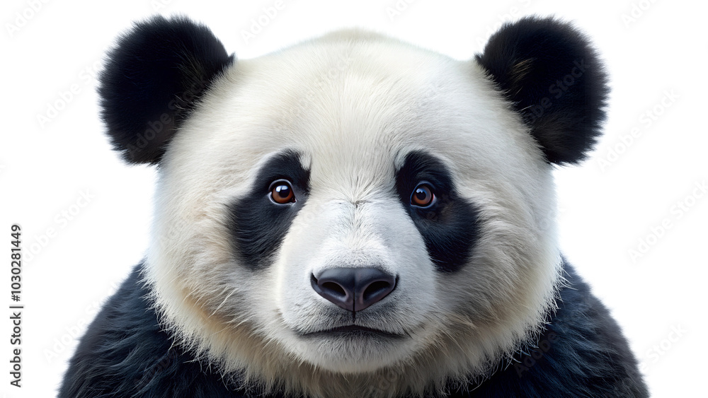 Fototapeta premium Panda Portrait on White Background. 