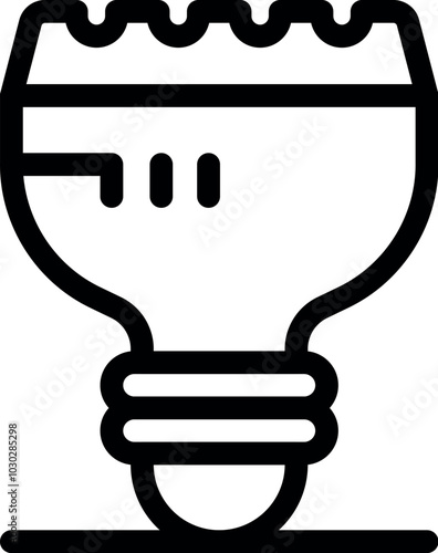 Simple line icon of a lightbulb with a microchip, representing the concept of a smart home and home automation