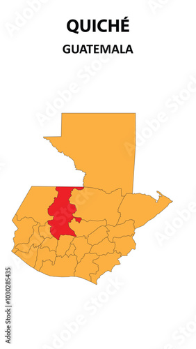Quiché Map is highlighted on the Guatemala map with detailed state and region outlines.