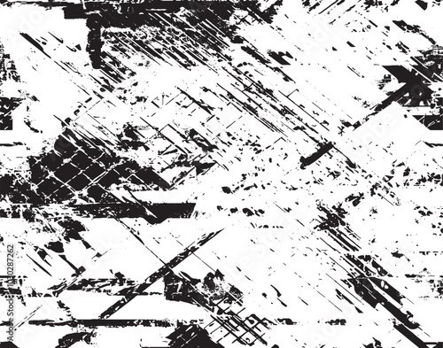 Distressed Black and White Texture with Dark Spots, Scratches, and Lines –  Background