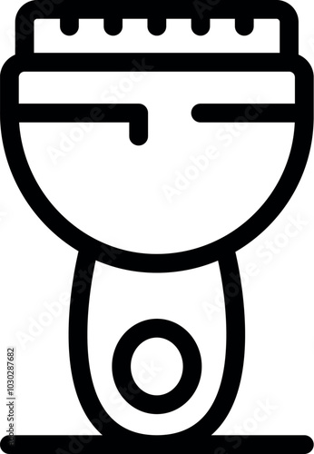 Simple black line vector icon for a small electric epilator removing unwanted hair from the body