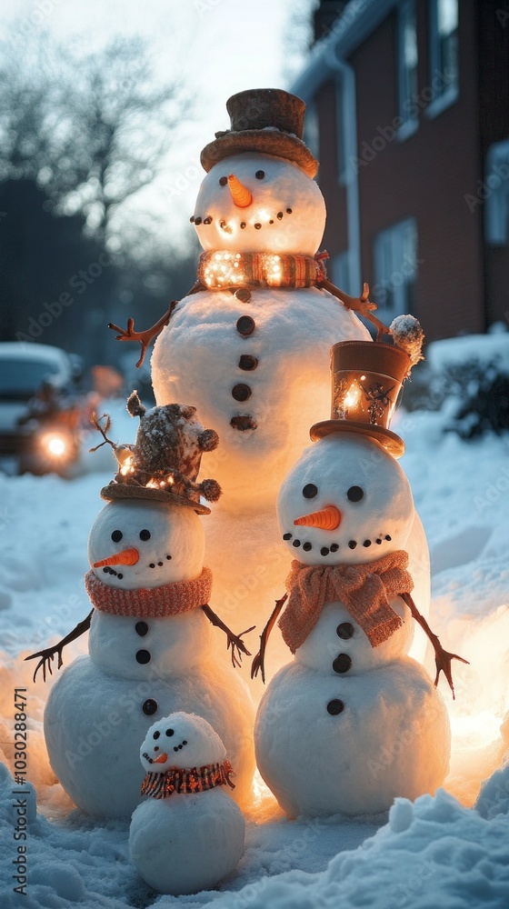 Obraz premium Frozen Family, Snowmen