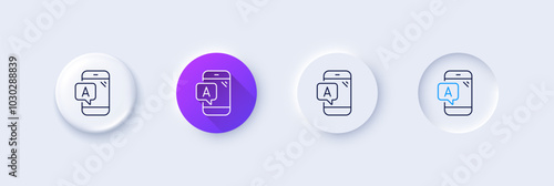 Ab testing line icon. Neumorphic, Purple gradient, 3d pin buttons. Ui phone test sign. Line icons. Neumorphic buttons with outline signs. Vector