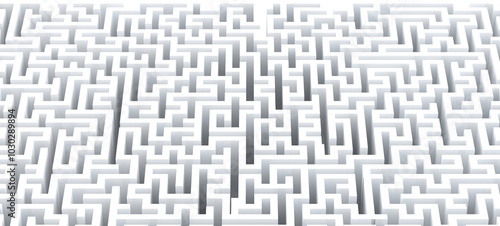 Abstract white maze with copyspace. 3d illustration