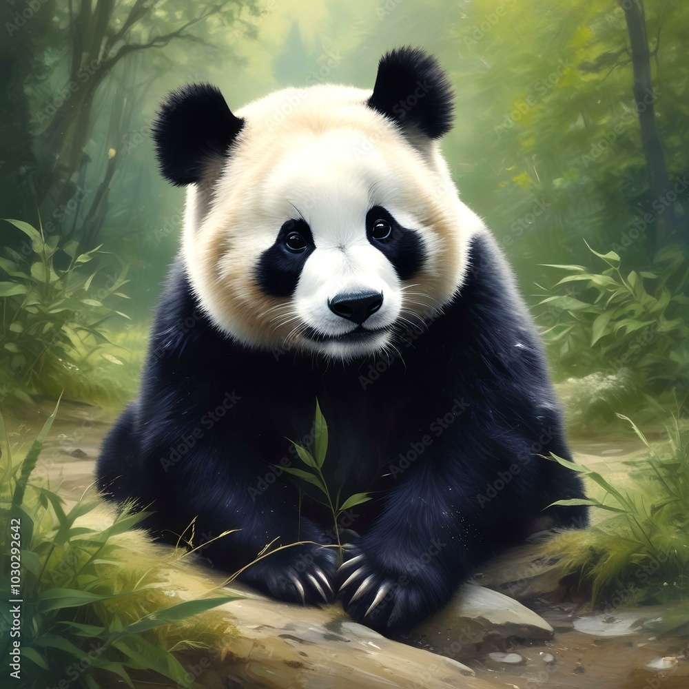 Fototapeta premium Adorable wild animal panda.