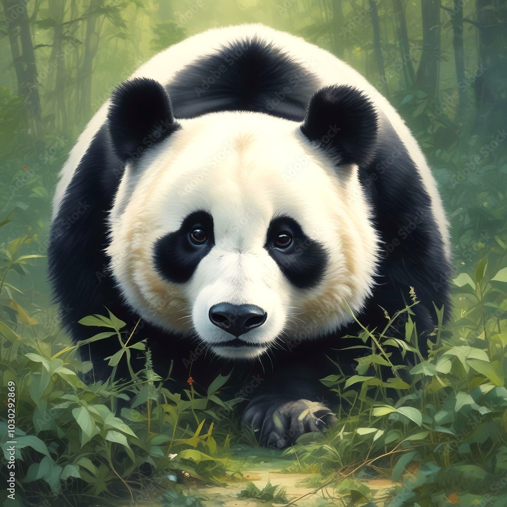 Obraz premium Adorable wild animal panda.