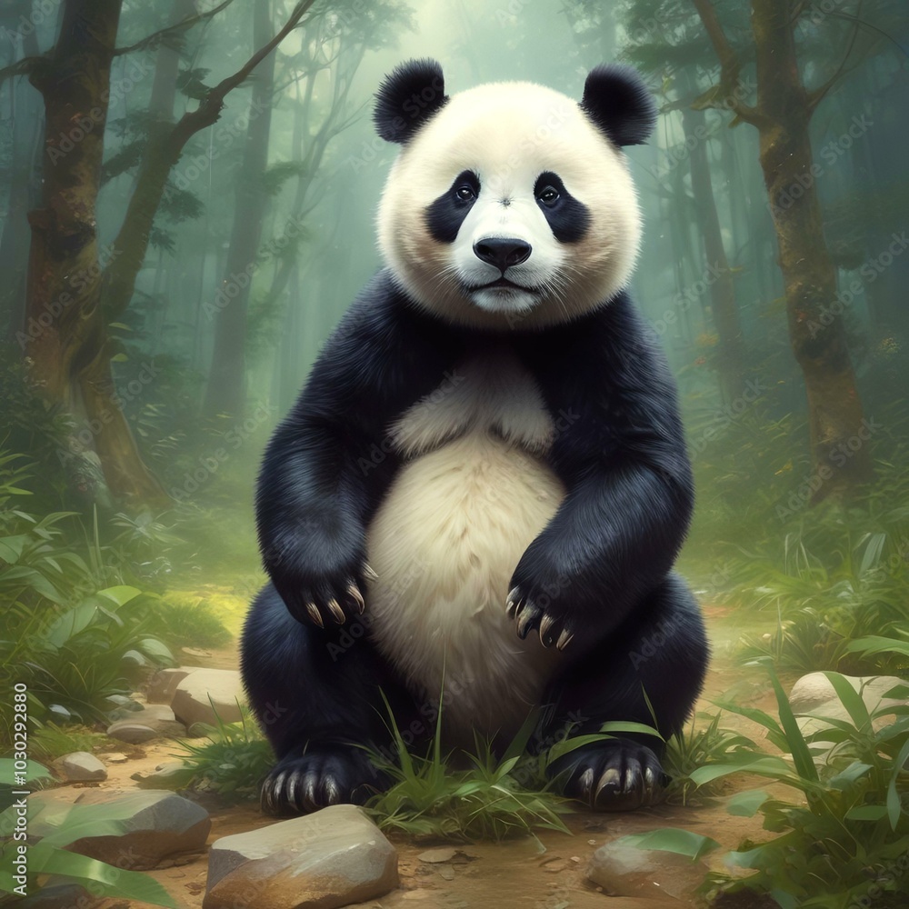 Fototapeta premium Adorable wild animal panda.