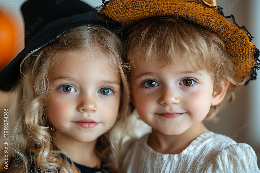 Children celebrating hallowin made with generative AI Children celebrating hallowin made with generative AI