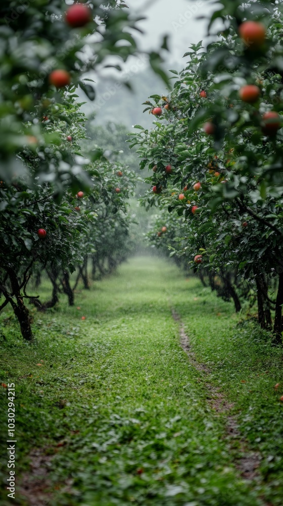 Fruit orchards ripe and ready for harvest in overcast and wet weather conditions in Thailand Generative AI Fruit orchards ripe and ready for harvest in overcast and wet weather conditions in Thailand Generative AI
