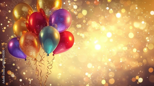 Wallpaper Mural A cheerful arrangement of bright balloons intertwined with sparkling lights, creating a magical atmosphere ideal for festive events and joyful gatherings. Torontodigital.ca