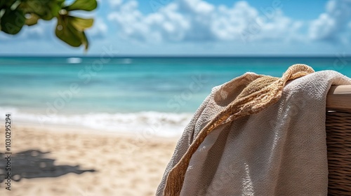 Tranquil Beach with Towel and Ocean View