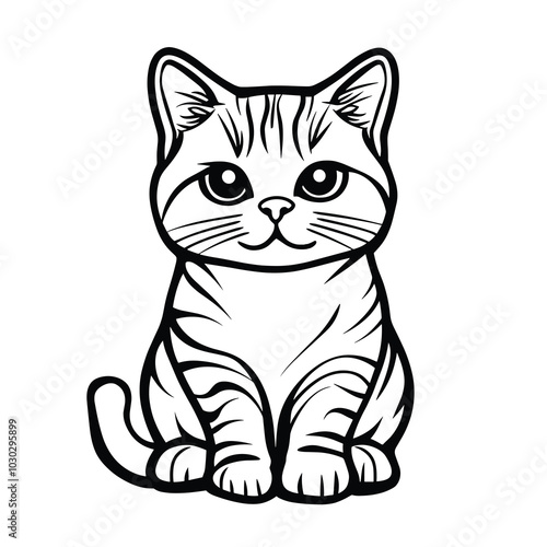 American Shorthair Cat Vector illustrations for Graphic Design, tattoo, t-shirt prints, posters, mugs