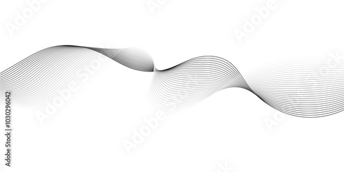 Abstract wavy grey stream element for design on transparent background isolated. Wavy white and grey lines background. Abstract business wave curve lines background. Vector illustration.