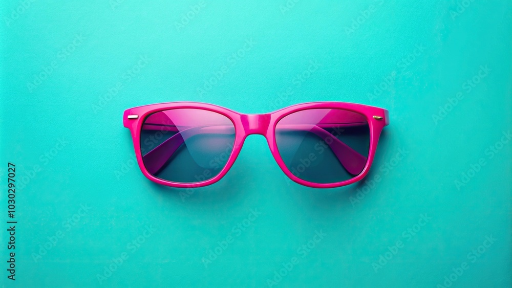 Vibrant summer sunglasses on cyan background Vibrant summer sunglasses on cyan background