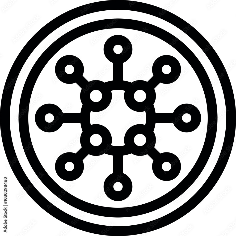 Simple icon of a network hub connecting nodes with lines in a radial pattern, representing connectivity and data flow Simple icon of a network hub connecting nodes with lines in a radial pattern, representing connectivity and data flow