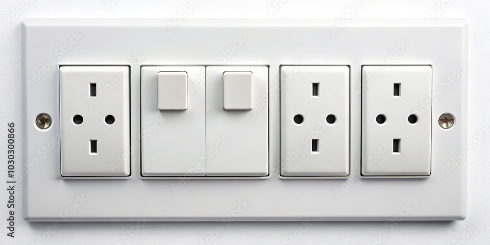 White electricity switch and socket board isolated White electricity switch and socket board isolated