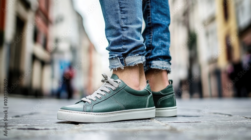 Stylish Casual Footwear on Urban Street Stylish Casual Footwear on Urban Street