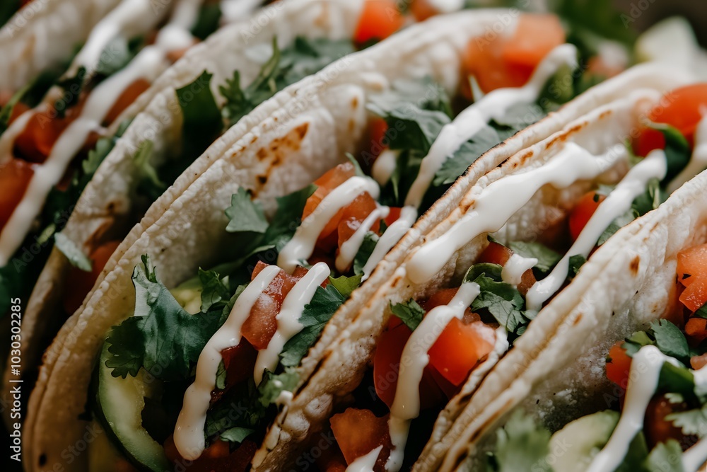 Queso drizzled over tacos Queso drizzled over tacos