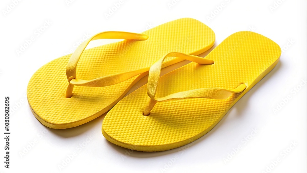 Yellow flip flops on white background Yellow flip flops on white background