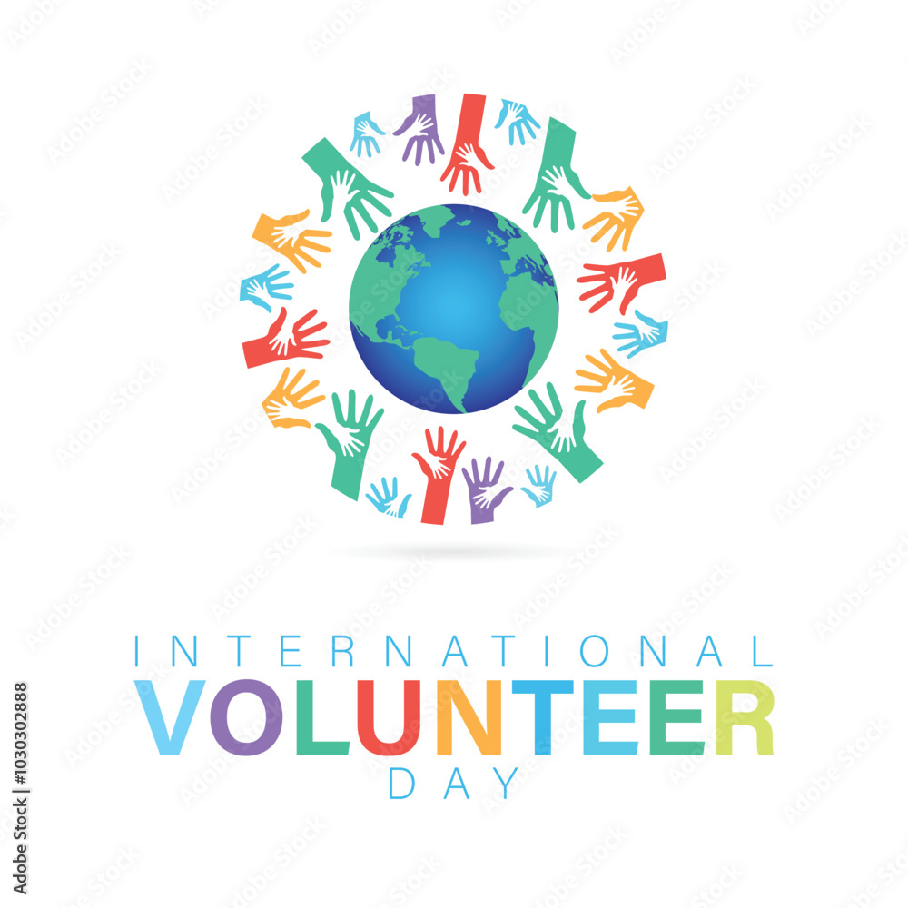 Fototapeta premium International Volunteer Day for Economic and Social Development. December 5. Holiday concept. Template for background, banner, card, poster with text inscription. Vector EPS10 illustration.