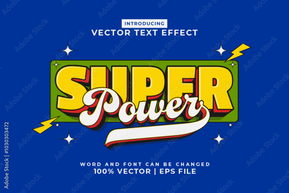 Obraz premium Editable text effect Super Power 3d cartoon template style premium vector