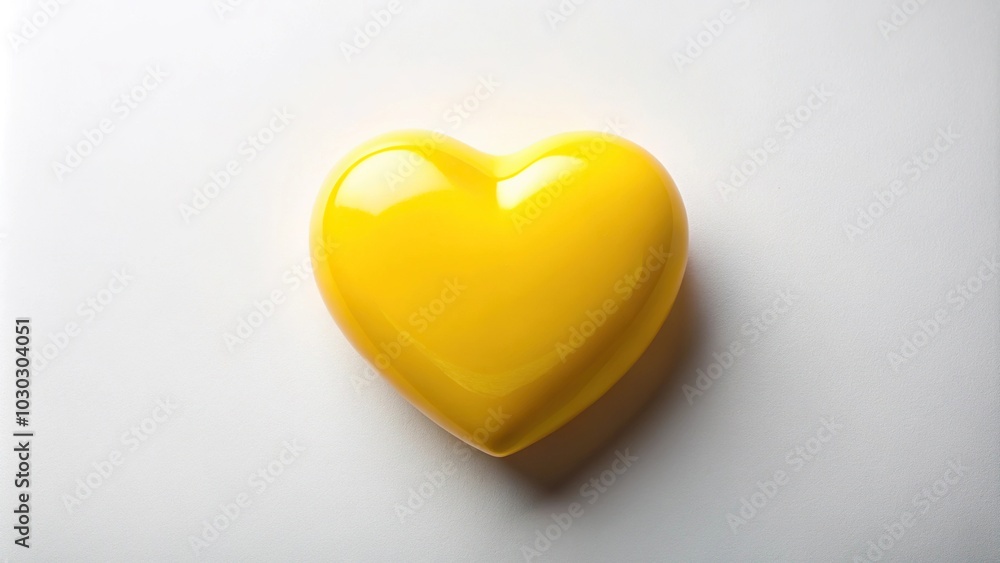 Yellow heart on white background, heart of gold wide-angle Yellow heart on white background, heart of gold wide-angle