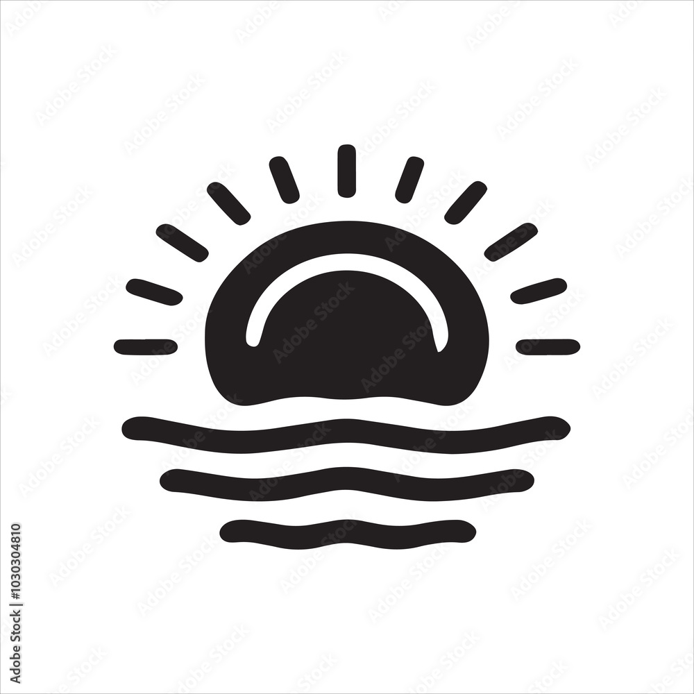 Sunset wave logo representing calmness, tranquility, nature, and the balance between light and darknes silhouette vector Sunset wave logo representing calmness, tranquility, nature, and the balance between light and darknes silhouette vector