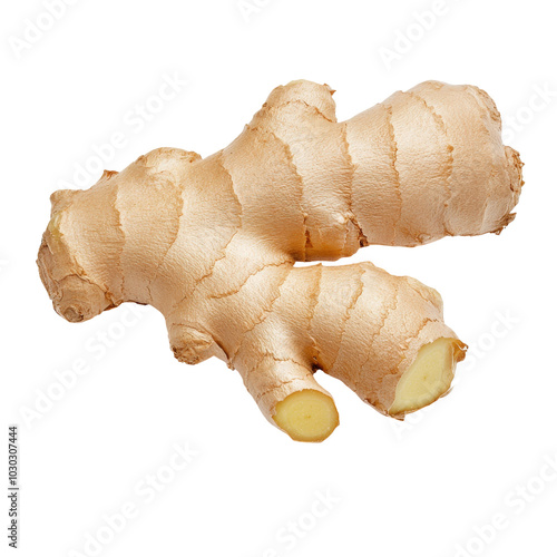 Fresh ginger root on white isolated background, transparent background photo