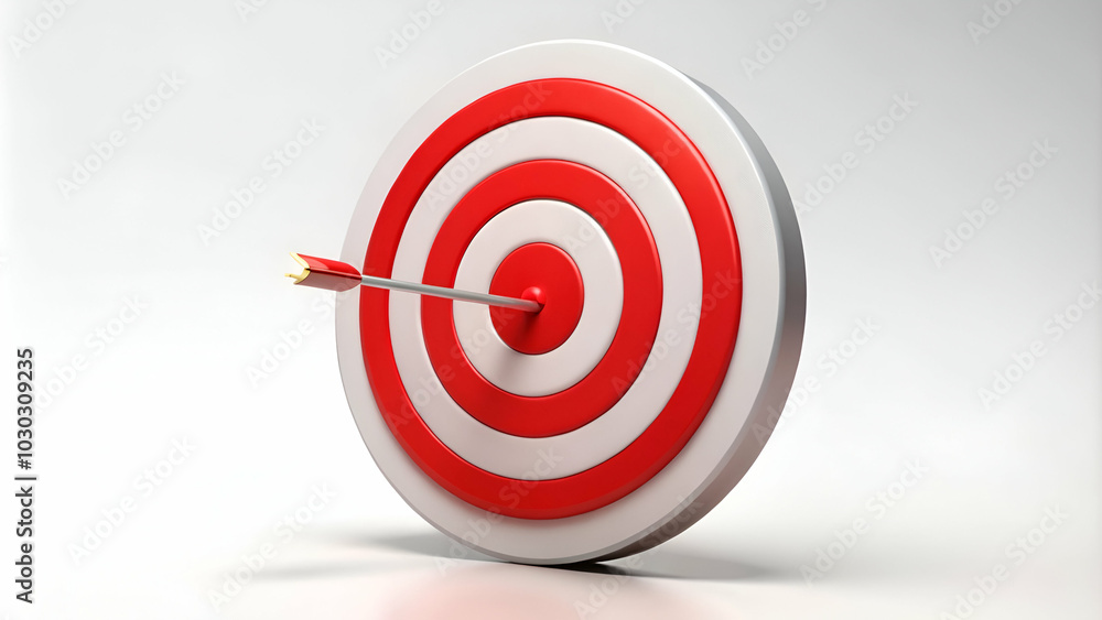 A giant target emitting, representing a clear goal or objective.white background A giant target emitting, representing a clear goal or objective.white background