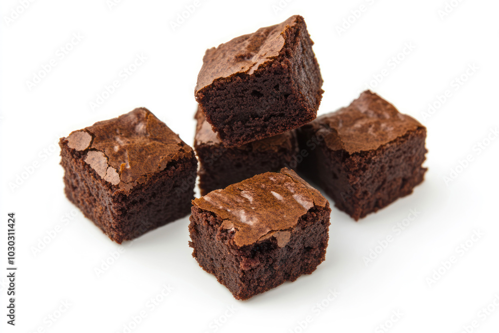 chocolate brownies cut in cubes isolated on white background as a product advertisement photo. The photo is clean, in 3:2 image ratio. The brownies looks delicious and clean. chocolate brownies cut in cubes isolated on white background as a product advertisement photo. The photo is clean, in 3:2 image ratio. The brownies looks delicious and clean.